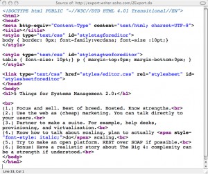 La imagen muestra el código HTML de una página, dándole un color específico a las etiquetas, sus parametros y demás contenidos.